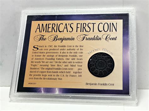 1787 Benjamin Franklin Fugio Cent Replica*America's First Coin*In Custom Holder | Property Room