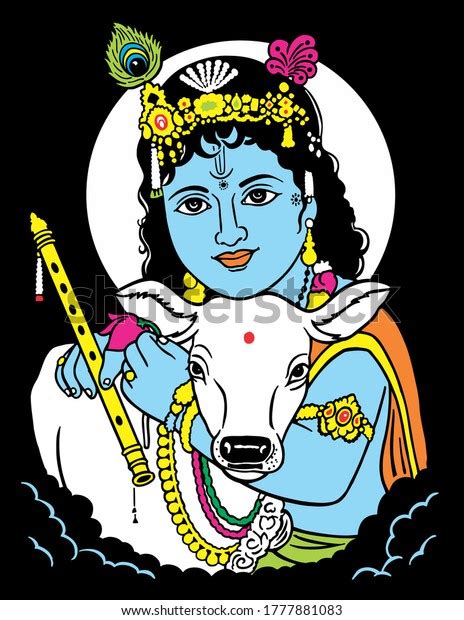 Krishna Cow Art Vector Stock Vector (Royalty Free) 1777881083 ...