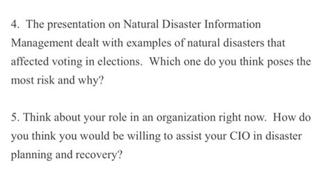 Solved The presentation on Natural Disaster Information | Chegg.com