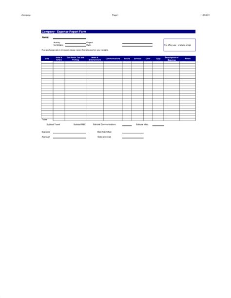 Expense Report Spreadsheet - Use the Expense Report to keep track of ...