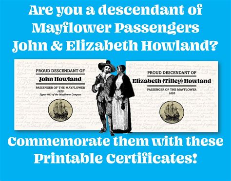 John Howland Family Mayflower Certificates Pilgrims Families - Etsy