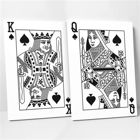 CANVAS ART King & Queen Playing Cards Duo Set White Spades | Etsy