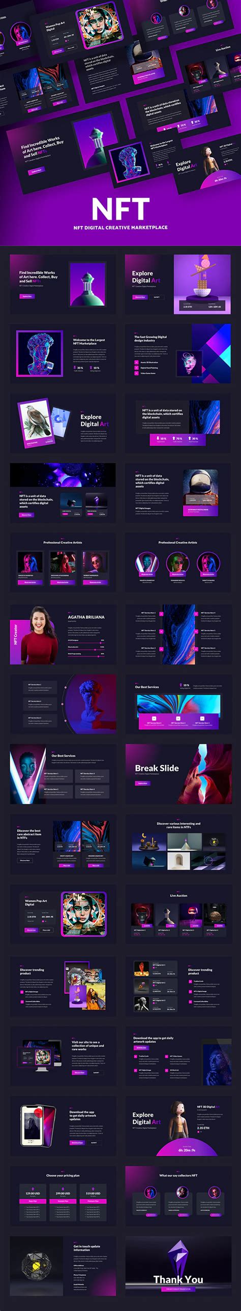 NFT Digital Creative Marketplace PowerPoint Template by pointstd | GraphicRiver Presentation ...