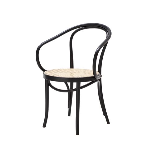 Le Corbusier Dining Chair Black with Cane Seat