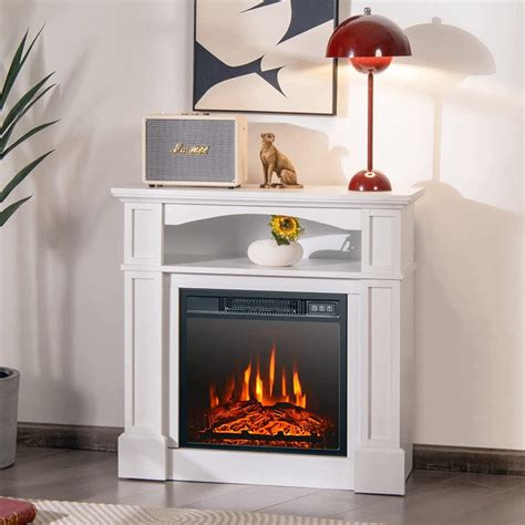 32 Inch Electric Fireplace Mantle 1400W Freestanding TV Stand Heater w ...