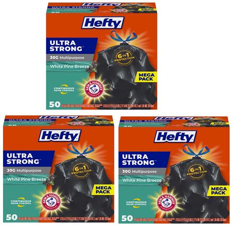 50-Ct 30-Gal. Hefty Ultra Strong Multipurpose Large Trash Bags (White ...