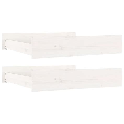 Bed Drawers 2 pcs White Solid Wood Pine | CozSales