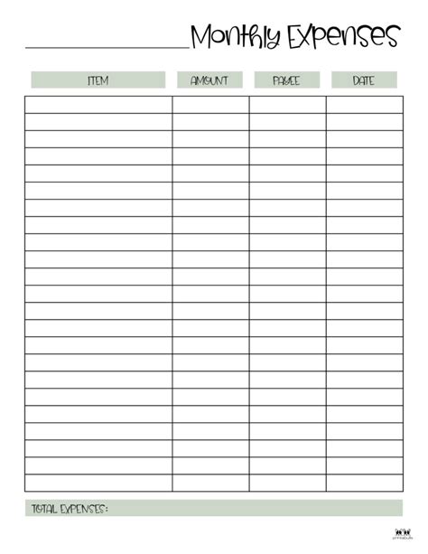 Free Expense Tracker Printable