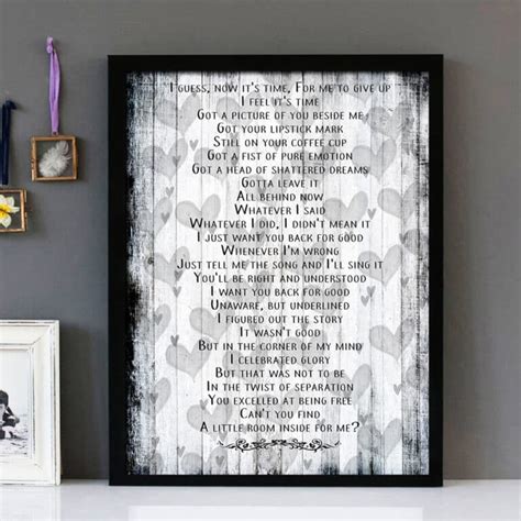 "Back For Good" - Take That - Framed Lyrics Wall Art