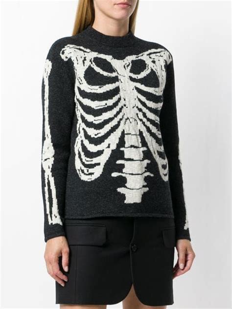 Saint Laurent Jacquard Knit Skeleton Sweater - Farfetch | Jacquard knit, Skeleton sweater, Saint ...