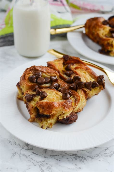 Chocolate Chip Croissant Bread Pudding