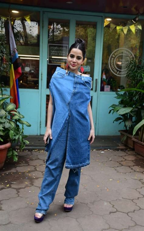 Urfi Javed gives denim-on-denim look a quirky twist by wearing jeans as ...