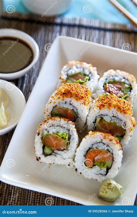 Spicy Tuna roll sushi stock photo. Image of cuisine, sushi - 59528366