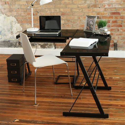 Customer Reviews: Walker Edison 51" L-Shaped Modern Glass Corner Computer Desk Black D51B29 ...