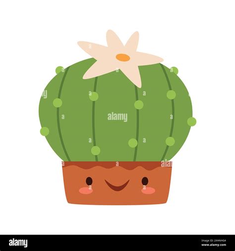 A cute succulent in a pot is smiling.Funny desert plantcharacters with face.Funny desert plants ...