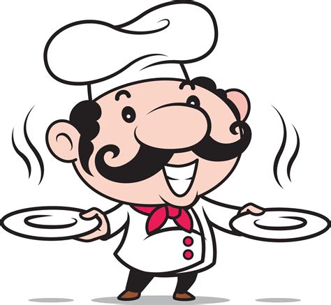 Cute chef cartoon holding plates illustration 13473508 PNG