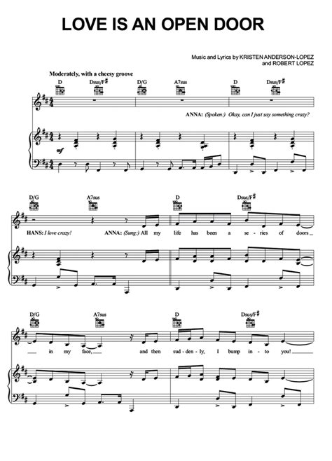 LOVE IS AN OPEN DOOR Piano Sheet music | Easy Sheet Music