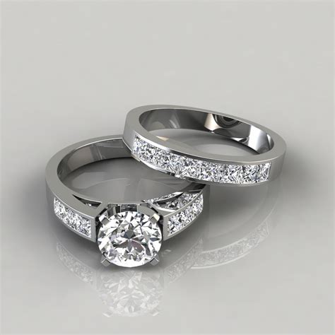 Cathedral Moissanite Engagement Ring and Wedding Band-Set