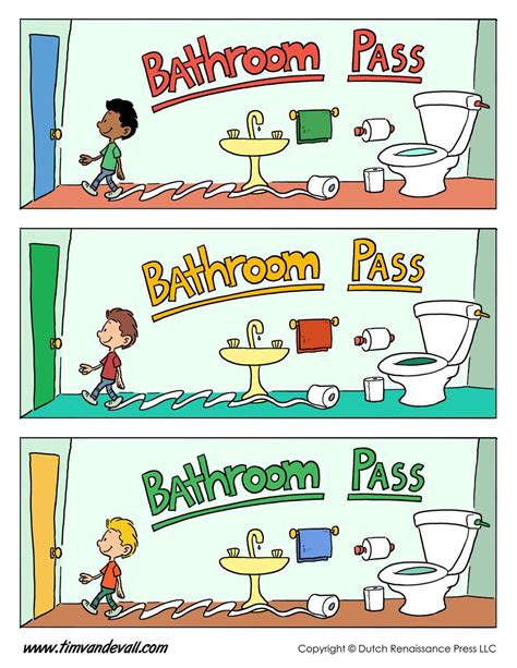 Bathroom pass, Free printables kids activities, Free classroom printables