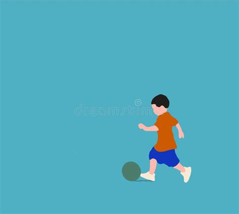 Boy Soccer Player Plays Football or Soccer with the Ball. Stock Vector - Illustration of action ...