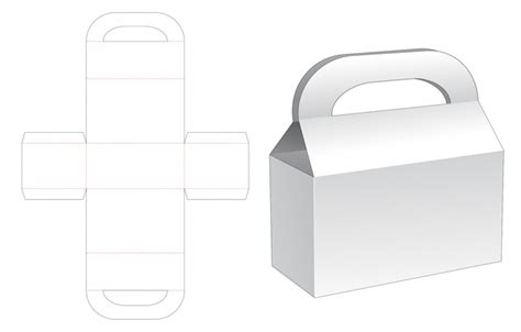 Premium Vector | Cardboard handles box die cut template