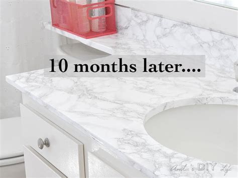 Marble Contact Paper Countertop - 10 Months Later - Anika's DIY Life