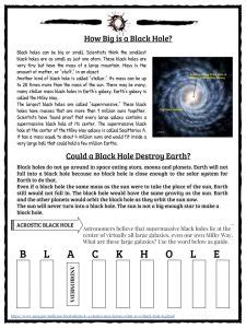 Black Hole Facts & Worksheets | KidsKonnect