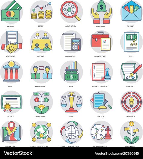 Business flat icons pack Royalty Free Vector Image