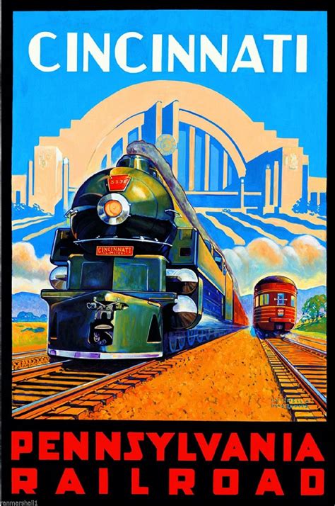 Cincinnati Pennsylvania Vintage Railroad U.S. Travel Advertisement Art ...