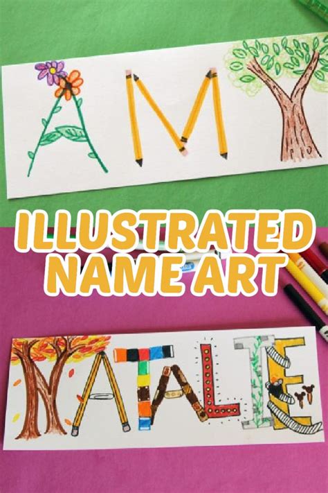 Drawing with Kids: Illustrated Names - Make and Takes | Name art projects, Middle school art ...