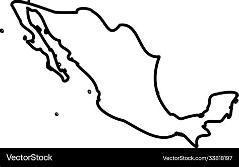 Mexico - solid black outline border map country Vector Image