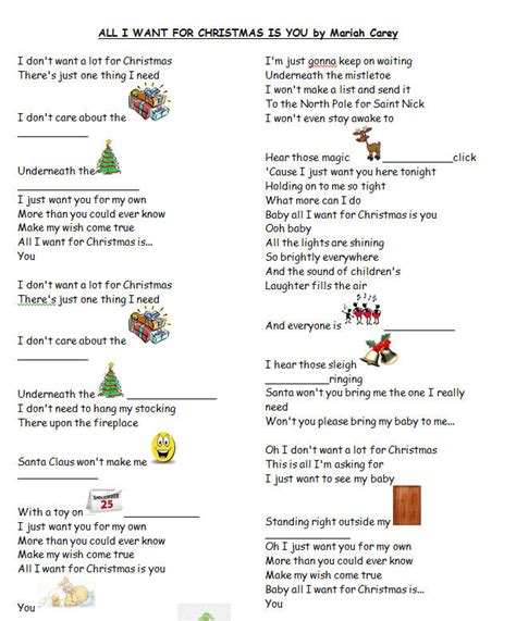 Song Worksheet: All I Want For Christmas by Mariah Carey [WITH VIDEO]