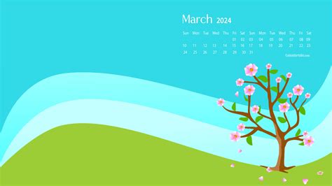 March 2024 Calendar Wallpaper - Allie Bellina