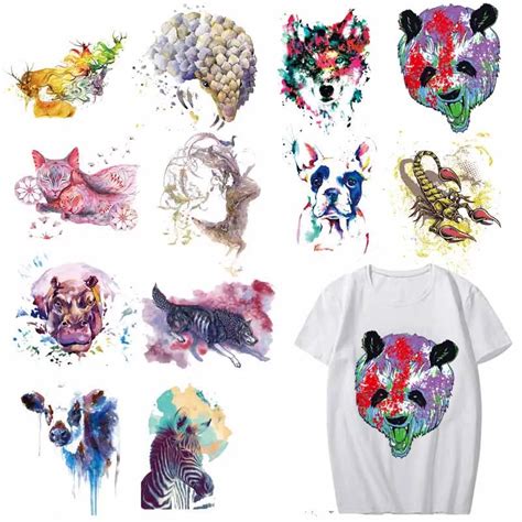 Iron on Transfer Watercolor Animal Patch Print on T shirt Applique ...