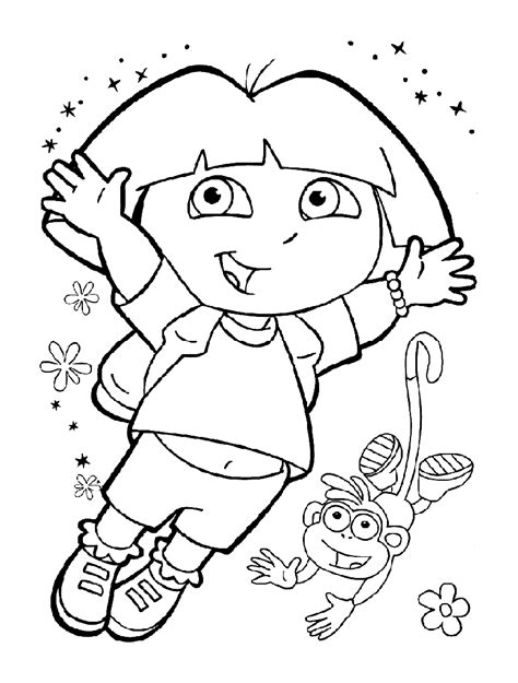 Dora Explorer Coloring Pages Jumping Coloring Pages