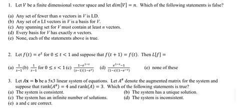 Solved 1. Let V be a finite dimensional vector space and let | Chegg.com