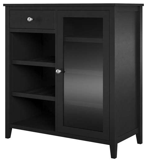 Pemberly Row Modern / Contemporary Bar Cabinet in Black Finish ...