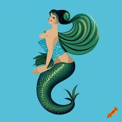 German art deco style mermaid illustration