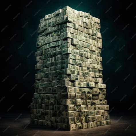 Premium AI Image | A large stack of dollar bills is stacked on top of ...