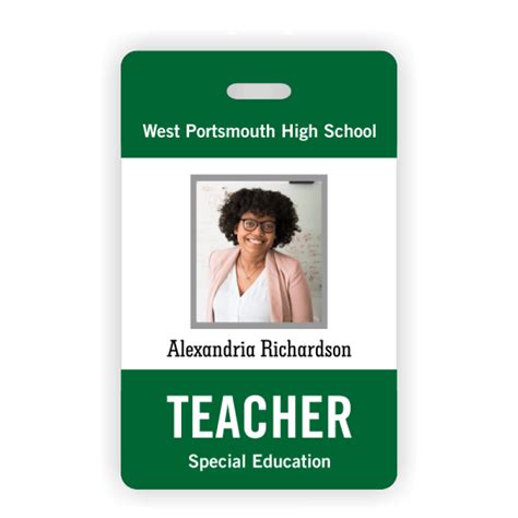 Teacher Name Vertical Photo ID - Name Tag Wizard