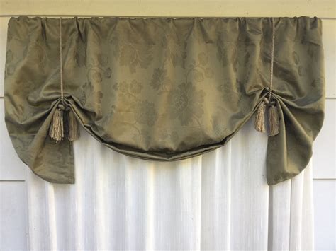 Sage green window valance olive green valance floral design | Etsy