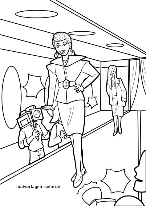 Great coloring page model catwalk fashion show | Free coloring pages