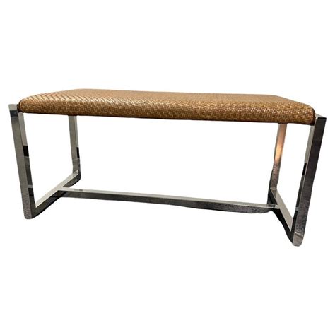 Curved Leather and Chrome Bench at 1stDibs
