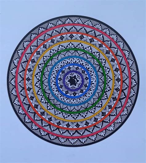 Rainbow Colour - Mandala Art (29.7 x 42 cm) - International Indian Folk ...