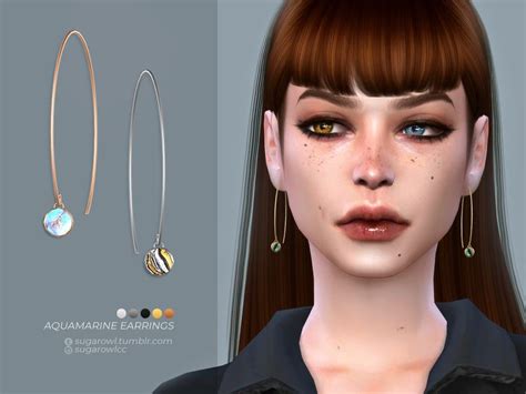 Sims 4 — Aquamarine earrings by sugar_owl — - new mesh - base game compatible - all LODs - 20 ...