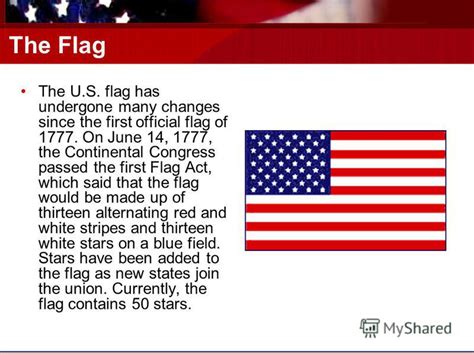 Презентация на тему: "Symbols of America. The Flag The U.S. flag has undergone many changes ...