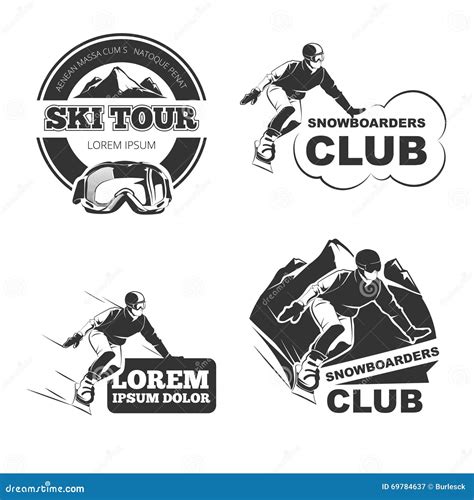 Retro Ski Vector Emblems, Badges and Logos Set Stock Vector ...