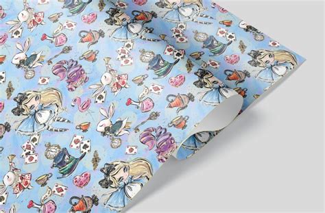 Alice in Wonderland Wrapping Paper Sheets Set of 3 The Mad | Etsy