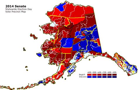 Mapping the 2014 Alaska Election Day Senate Precinct Vote
