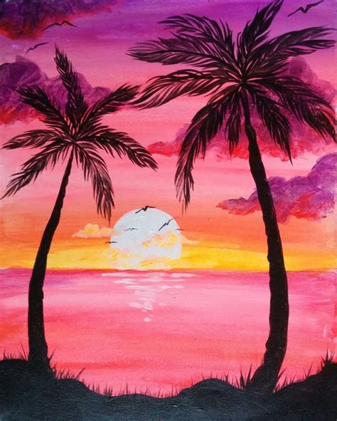 How To Use Acrylic Paints - Brighter Craft | Sunset painting easy ...